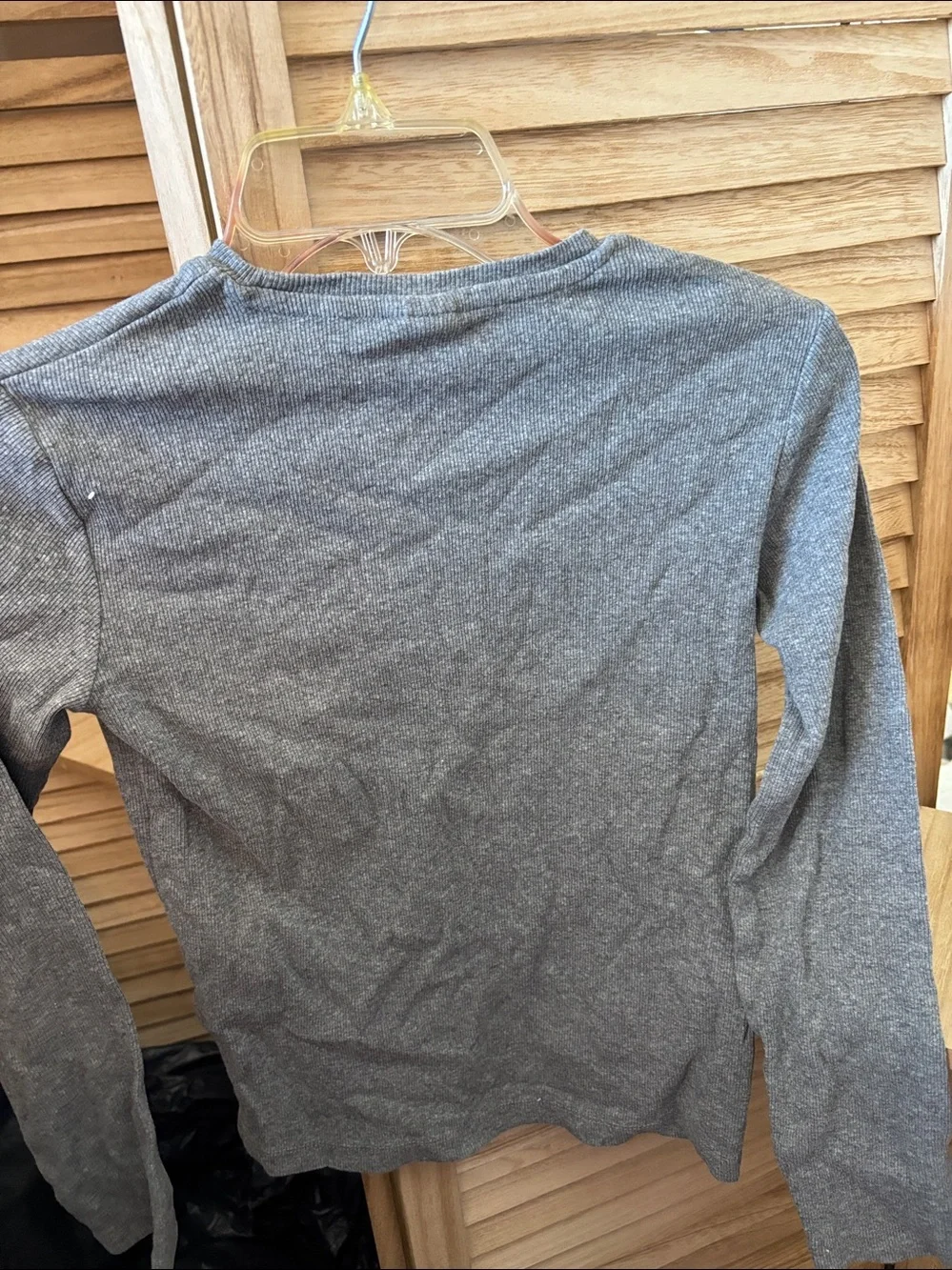 Zara Heather Gray Ribbed Long Sleeve Top with Subtle Texture 13-14 years